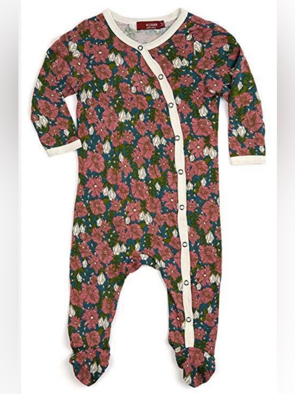 MILKBARN Organic Bamboo Floral Print Snap Footie - 0-3M